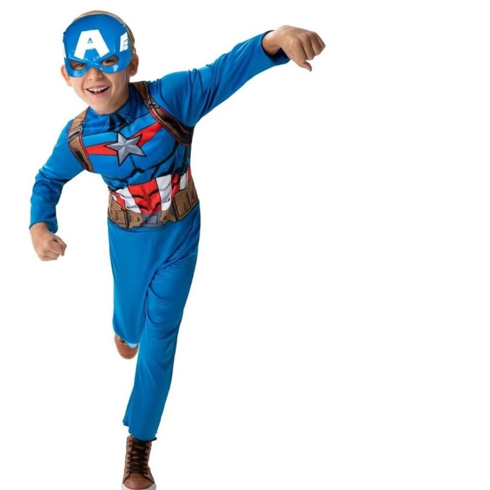 Marvel Captain America Halloween Costume 12/14 Jumpsuit & Mask Boys